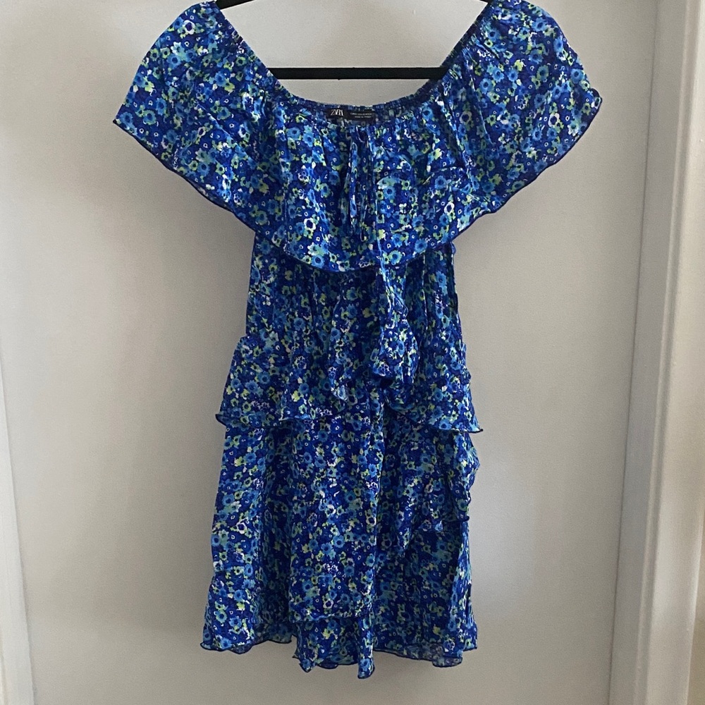 Zara Blue Floral Patterned Skirt